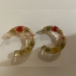 Floral Resin Hoop Earrings
